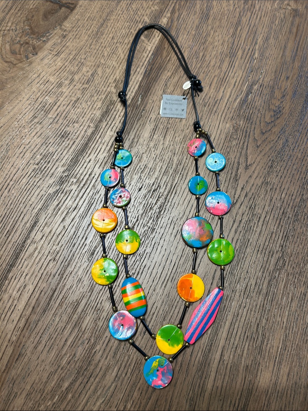 Colorful Multi-Bead Statement Necklace - Green, Blue, Pink, Yellow